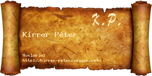 Kirrer Péter névjegykártya