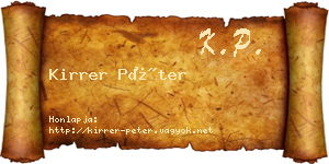 Kirrer Péter névjegykártya